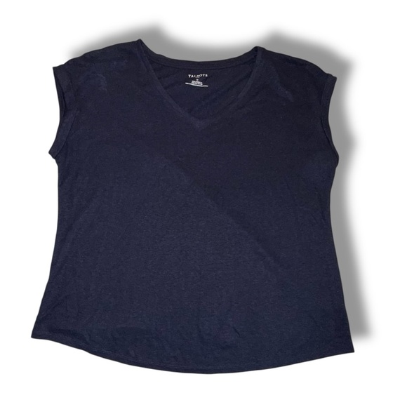 TALBOTS DROP SHOULDER V-NECK TEE - Plus 1X Indigo Blue - Picture 7 of 12